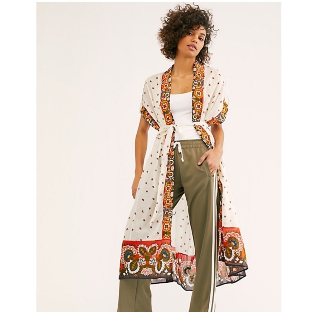 Free People Embroidered Boho Kimono Duster Cover Up XS